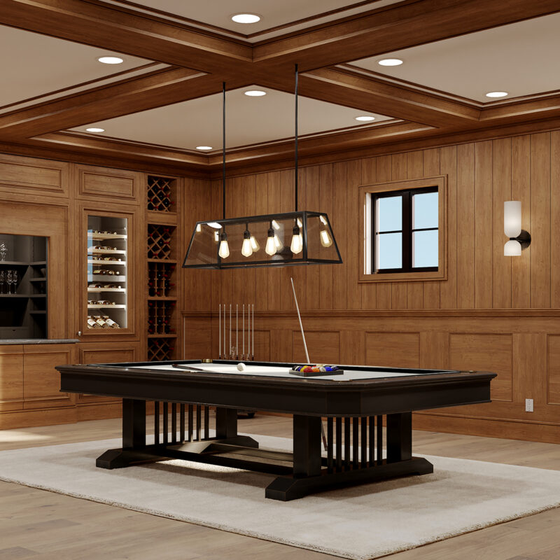 Billiard room with custom millwork